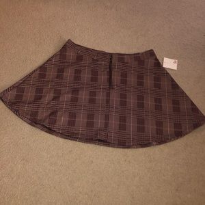 Pink Plaid Front Zip Mini Skirt